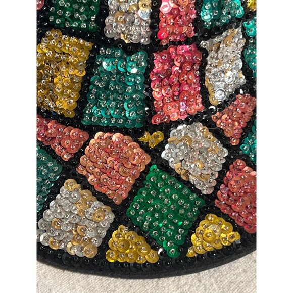 Vintage Sequin Mosaic Patterned Cap With Black Base For Adults - Picture 3 of 12